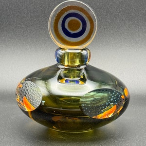 Vintage MCM Murano Sommerso Style Perfume Bottle, Bullseye Stopper