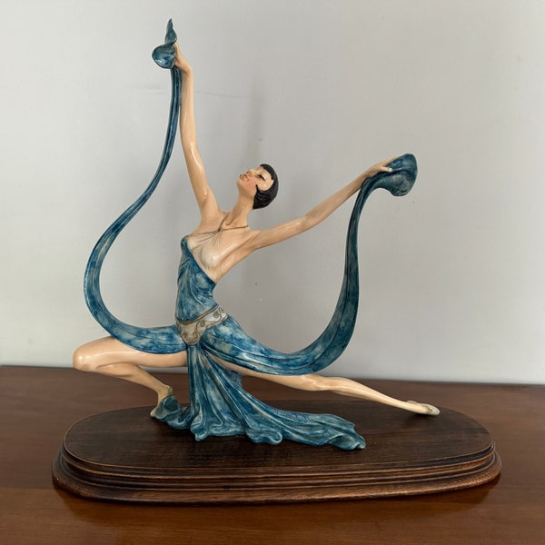 Art Deco A. Santini Ribbon Dancer Sculpture, # 96/3500, Italian, From Schmid Collectors Gallery