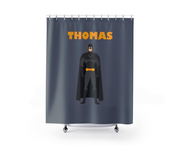 Superhero Shower Curtain Batman Kids Boys Personalized Curtains Customized
