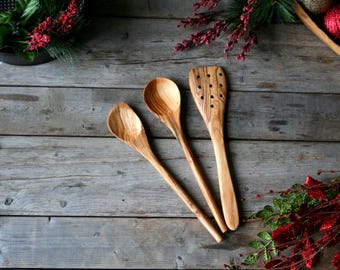 cooking spoon, wooden spoon, wooden utensils set, wooden spatula, christmas gift, gift for her, warming gift, kitchen gift, gift