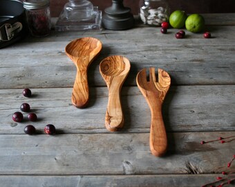 wooden spoon, wooden utensils set, wooden set, wood spoon, olive wood, christmas gift, gift for her, gift for him, utensils set,