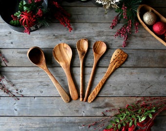 personalized wooden utensils, wood spoon, wooden spoons, wooden utensils set, olive wood, christmas gift, gift for her, gift for him, gift