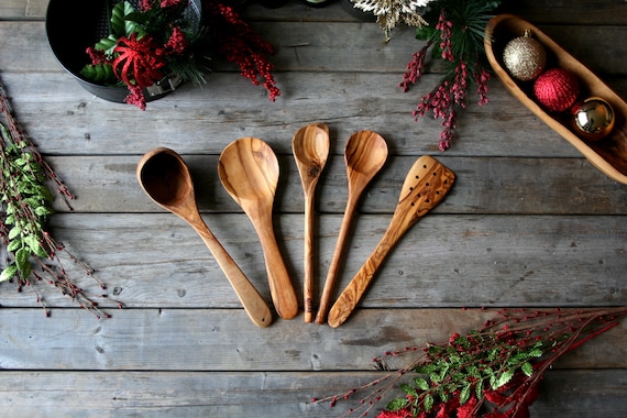Utensils Set - Ladle , large spoon , Cooking Spoons , Spatula ,  personalized wooden utensils , wooden kitchen utensils , gift