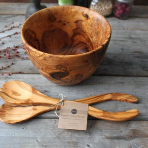 Salad wood bowl, wooden bowl, bowls, salad bowl, wedding gift, birthday gift, gift for her, gift for him, gift image 2