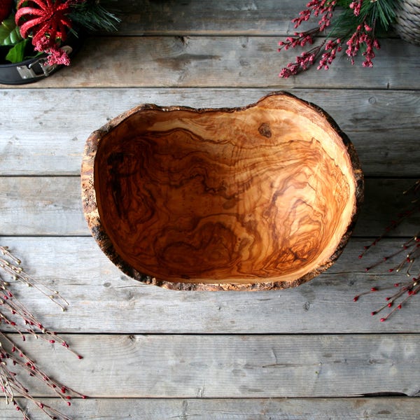 bol en bois, bol de bois, bol rustique, grand bol, grand bol en bois, bois d'olivier, cadeau de noel, cadeau de bois, cadeau de fete, cadeau