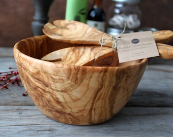 cuenco de madera, ensaladera, ensaladera de madera, cuenco de madera, madera de olivo, regalo para ella, cuenco, regalo de fiesta, regalo de Navidad, regalo de boda