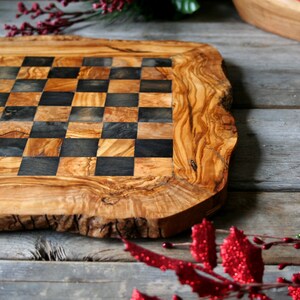 Rustic Chess Roll Rustic Chess Set With Rough Edges , Wood Chess Board, Birthday Gift ...
