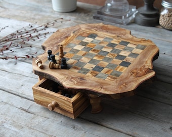 Personalized Chess board, chess set, wooden chessboard, wood chess set, christmas gift, birthday gift, wedding gift, gift for him