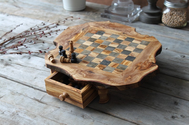 Personalized Chess board, chess set, wooden chessboard, wood chess set, christmas gift, birthday gift, wedding gift, gift for him image 1