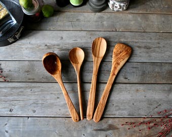 Personalized spoon, wooden utensils, wooden spatula, olive wood, wood spoon, christmas gift, gift for her, gift for him, rustic wood