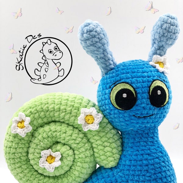 Crochet Pattern Snail Freddie Amigurumi PDF Cute Orange Blue Snail Genuine Eyes Stuff Toy For Children Animal Embroider EBook