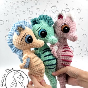 Crochet Pattern Seahorse Flip Amigurumi PDF Cute Brown Sea Animal Genuine Eyes Stuff Toy For Children Soft &Cuddly Embroider EBook image 2