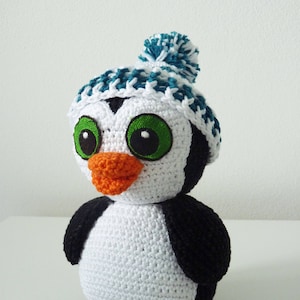 Crochet Pattern Penguin Kvido Amigurumi PDF Cute Penguin With Hat Genuine Eyes Stuff Toy For Children Animal Embroider EBook