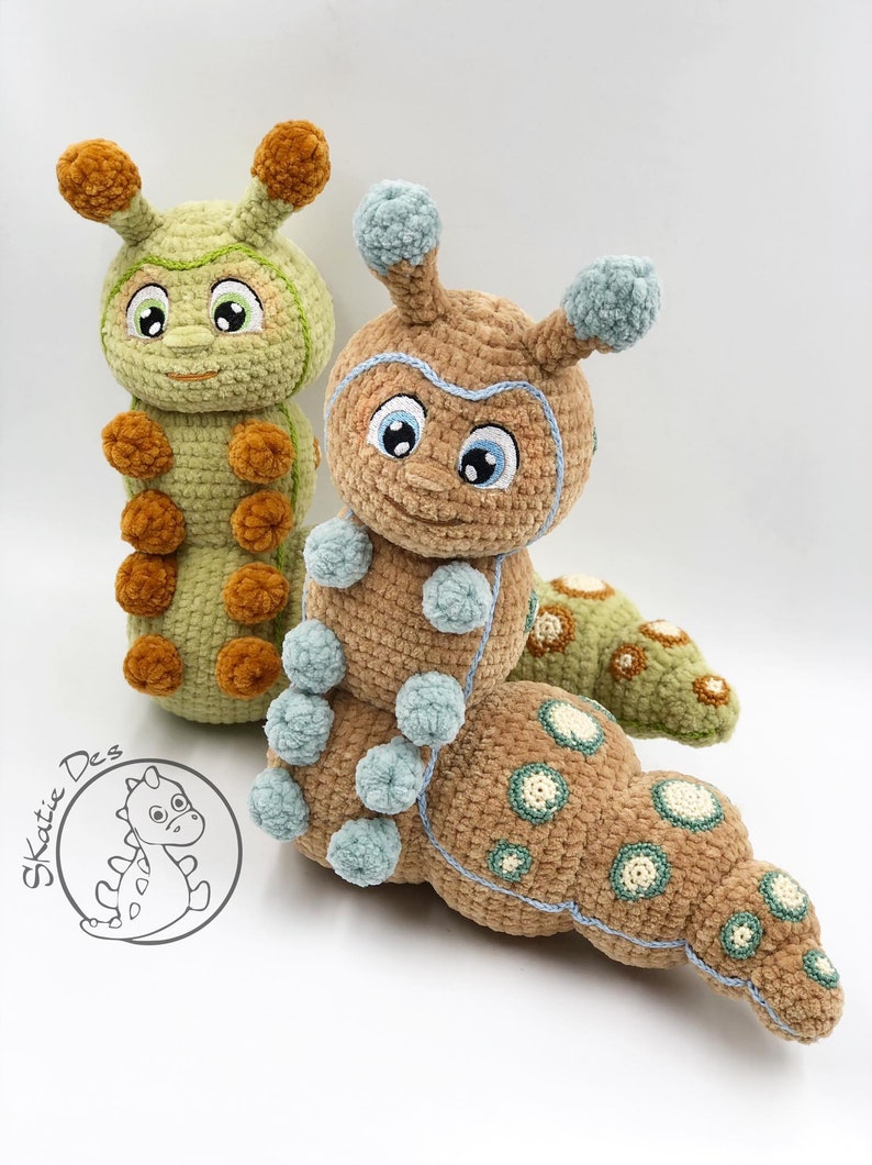 Crochet Pattern Caterpillar Holly Amigurumi PDF Cute Brown Insect Animal Genuine Eyes Stuff Toy For Children Soft &Cuddly Embroider EBook image 3