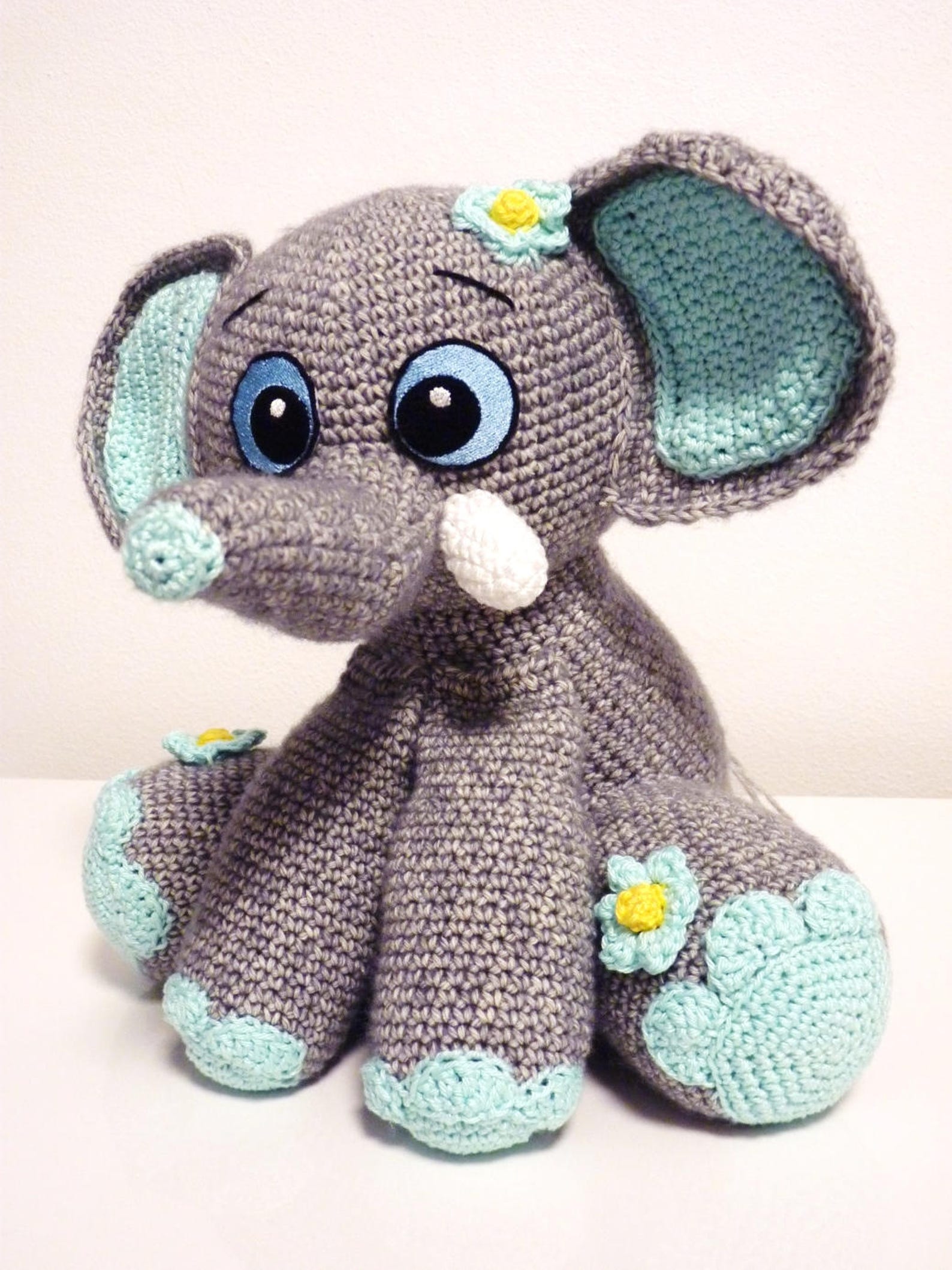 Crochet Pattern Elephant Happy Amigurumi PDF Cute Grey Mint Elephant ...