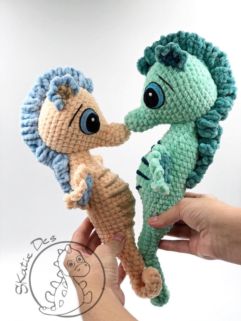 Crochet Pattern Seahorse Flip Amigurumi PDF Cute Brown Sea Animal Genuine Eyes Stuff Toy For Children Soft &Cuddly Embroider EBook image 3