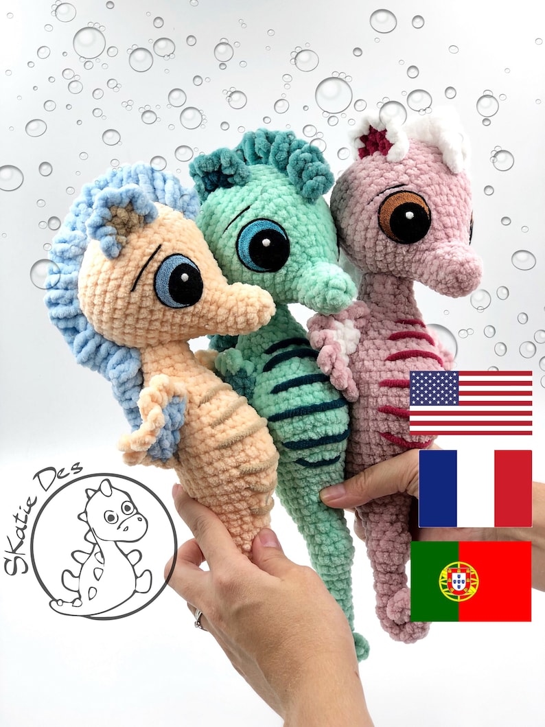 Crochet Pattern Seahorse Flip Amigurumi PDF Cute Brown Sea Animal Genuine Eyes Stuff Toy For Children Soft &Cuddly Embroider EBook image 1