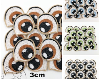 Embroidery Eyes With White Sparkle 3cm For Crochet Toys Sewn Animal Dolls Monsters Handmade DIY Accessories Original Look Appliques