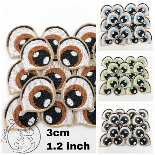 Embroidery Eyes With White Sparkle 3cm For Crochet Toys Sewn Animal Dolls Monsters Handmade DIY Accessories Original Look Appliques