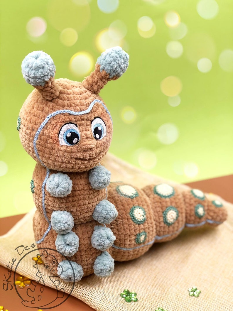 Crochet Pattern Caterpillar Holly Amigurumi PDF Cute Brown Insect Animal Genuine Eyes Stuff Toy For Children Soft &Cuddly Embroider EBook image 4