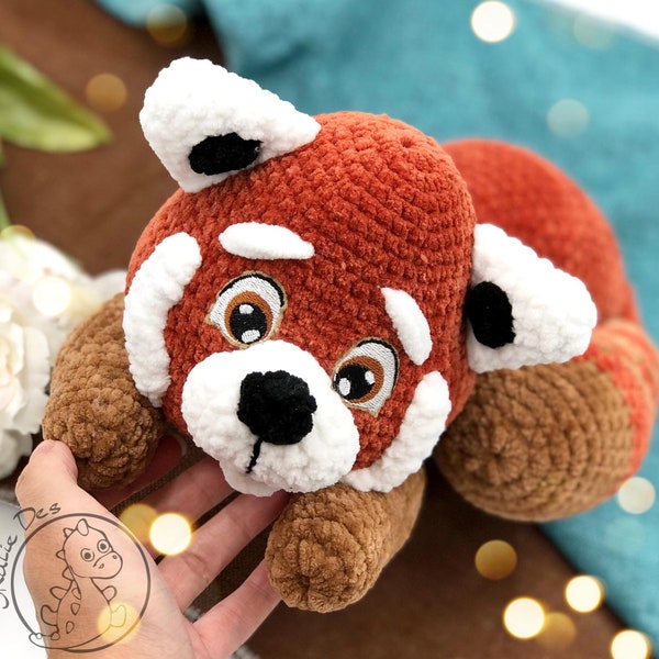 Crochet Pattern Red Panda Amigurumi PDF Cute Red Brown Animal Genuine Eyes Stuff Toy For Children Soft &Cuddly Embroider EBook