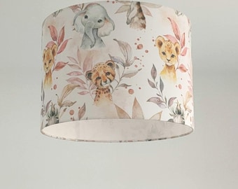 Suspension Savane Abat-jour rond tissu imprimé bébé / enfants pour chambre