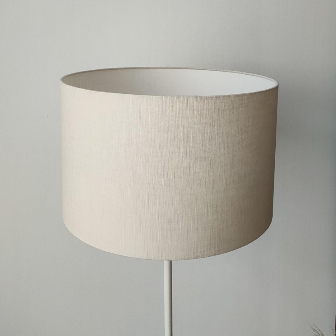 Abat-jour 45 Cm Tissu Coton Beige - Fait Main Pour Lampe De Table Et Lampadaire