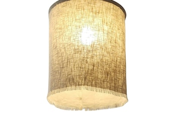 Rund lampskärm i linnetyg med fransade färger för pendelbelysning, bohemisk stil, vit, beige, gul, grön, blå, svart