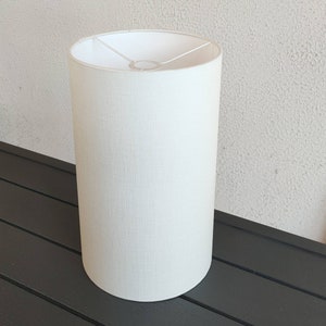 Rund ogenomskinlig E14-sockelskärm, 12/15/18/20 cm rör, i vit/offwhite/ecru/beige melerat tyg