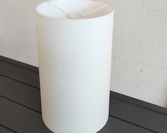 Opaque round E14 socket lampshade tube 12/15/18/20 cm in white/off-white/ecru mottled beige fabric