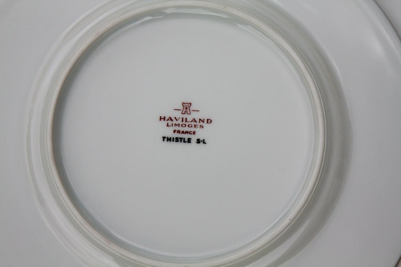 Limoges porcelain cake plate from Haviland Thistle gold model