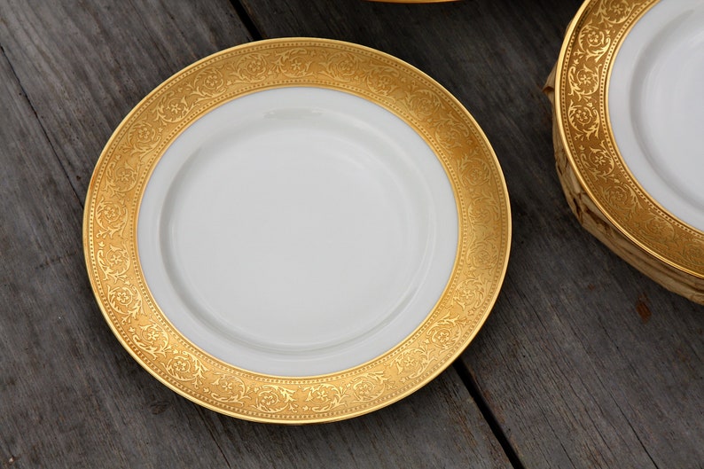 Limoges porcelain cake plate from Haviland Thistle gold model