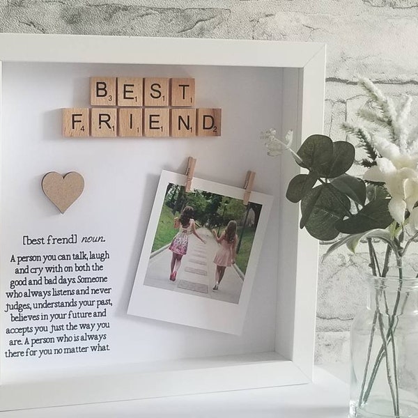 Best friend definition photo frame with wooden scrabble tiles, birthday gift, christmas gift