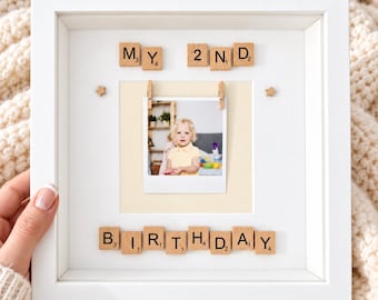2nd Birthday photo frame with wooden letter tiles | Second birthday gift | My 2nd birthday keepsake