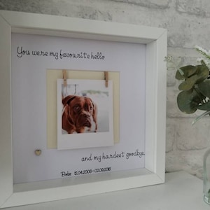Personalised pet memorial photo frame with beautiful quote, pet remembrance, dog, cat, gift