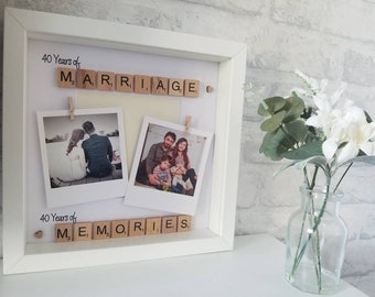 40th Wedding Anniversary photo frame. Ruby wedding Anniversary gift