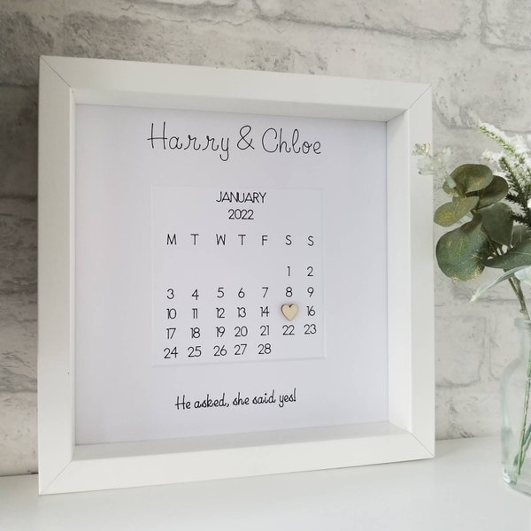 Personalised Engagement calendar frame, engagement gift, couple gift