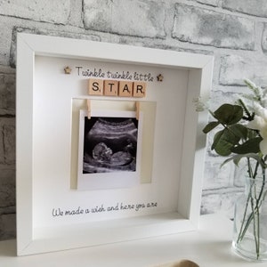 Twinkle, twinkle little star scrabble photo frame, baby scan photo frame, expecting gift, new baby gift, new parent gift.