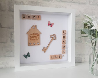 Cadre personnalisé pour nouvelle maison, cadeau pour nouvelle maison, home sweet home, déménagement, cadre déménagement