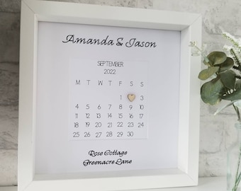 Personalised new home calendar frame, new home gift, moving home, moving in gift