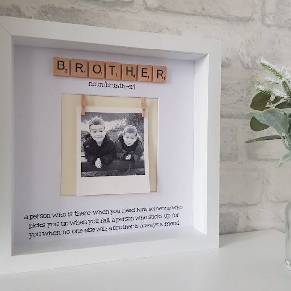 Brother definition photo frame with wooden scrabble tiles, Christmas gift, birthday gift