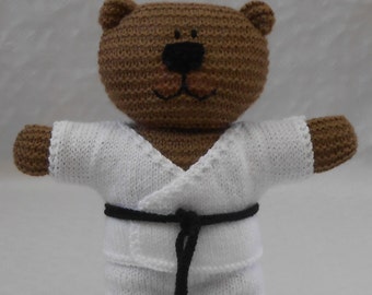 Knit Karate Suit forTeddy Bear. Knitting Pattern PDF for Gi Karate Suit Jacket Trousers and Obi Belt Martial Arts Judo Teakwando