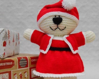 Mrs Claus Teddy Bear Costume Knitting Pattern PDF Santa Christmas