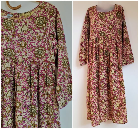 Vintage Cottons Jaipur Kurta Dress Cotton India S… - image 1