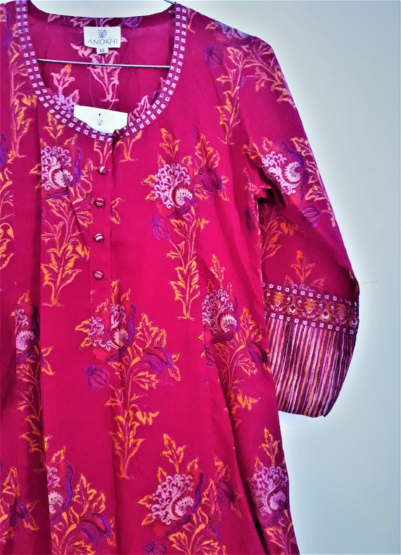 Vintage Anokhi Kurta Dress Cotton India XS size H… - image 6