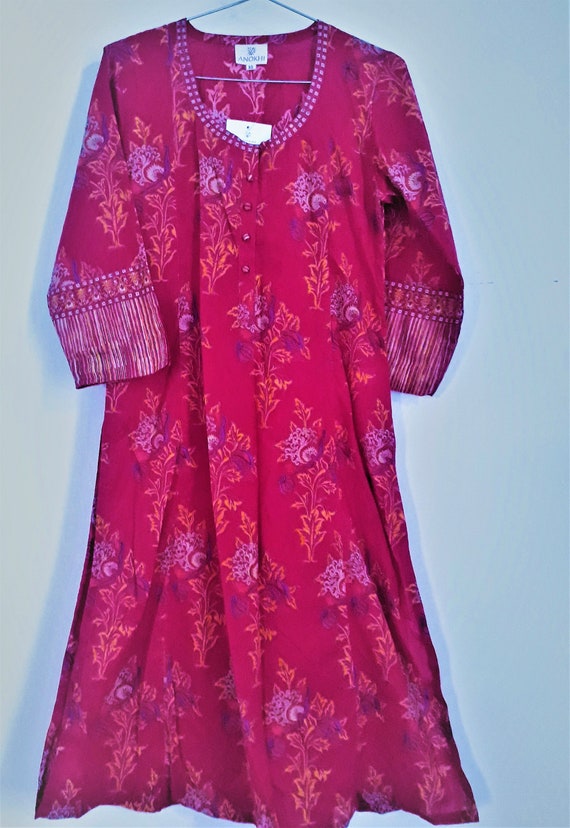 Vintage Anokhi Kurta Dress Cotton India XS size H… - image 5