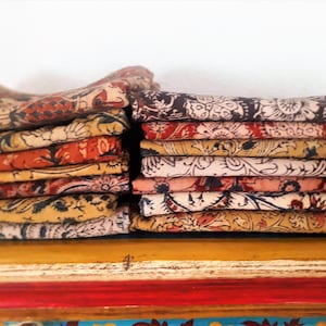 Kalamkari 110 x 110 cm/43"x43" Tablecloth Hand block Printed Curtain Cover Fabric sewing Indian cotton Hand printed Indian Flowers Colorful