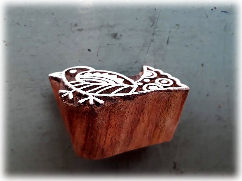 Wooden block printhand block printBIRD5 X 3.5 cmSmall birdwooden stamphand carvedHand craftedFabrictextilepaperscrapbookingINDIA