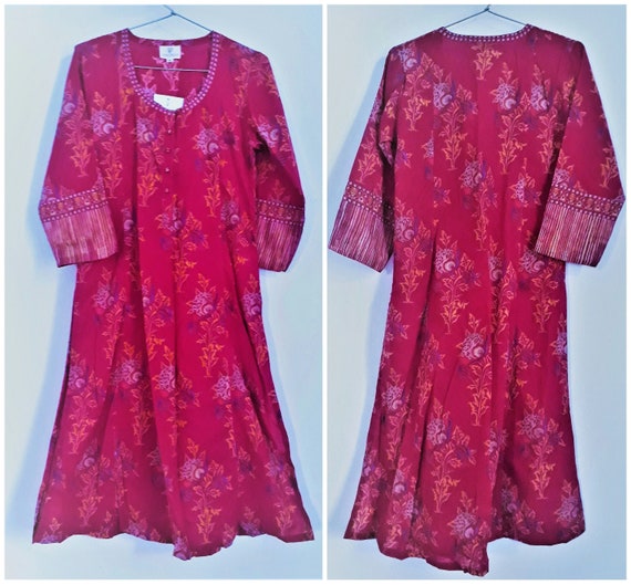 Vintage Anokhi Kurta Dress Cotton India XS size H… - image 1