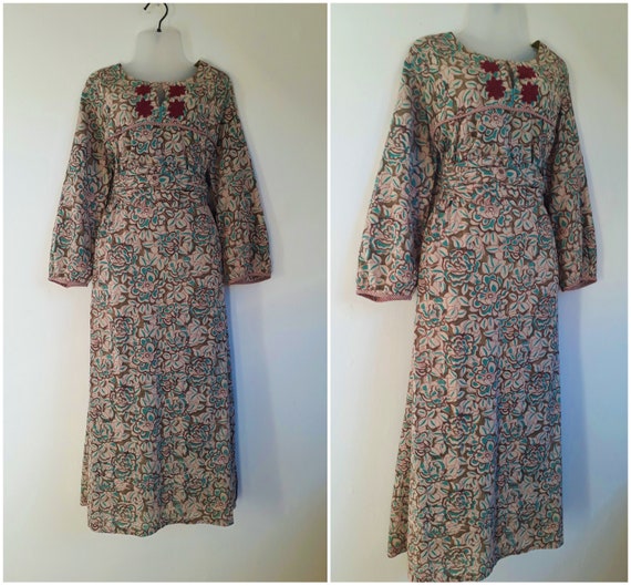 Vintage dress Anokhi Cotton India S size Blue Turq